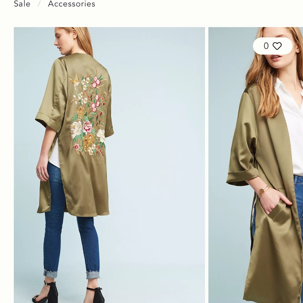 Anthropologie Floral Embroidered Kimono